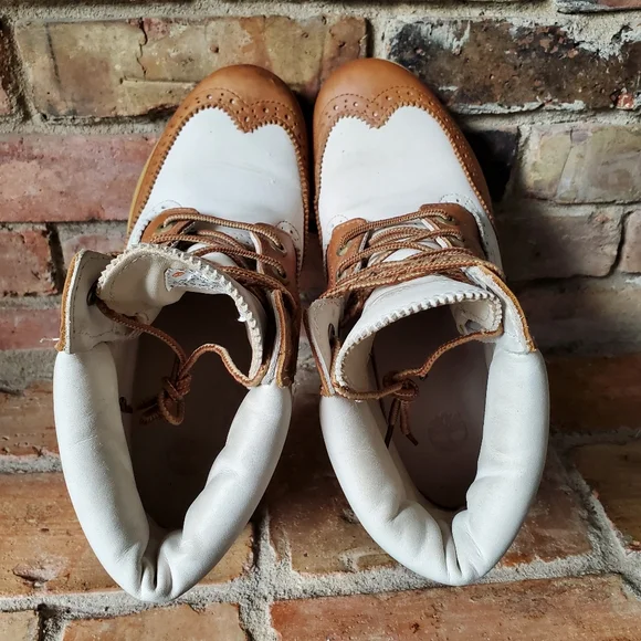 Timberland Women's Lace Up Boots - White and Tan - Picture 5 of 11